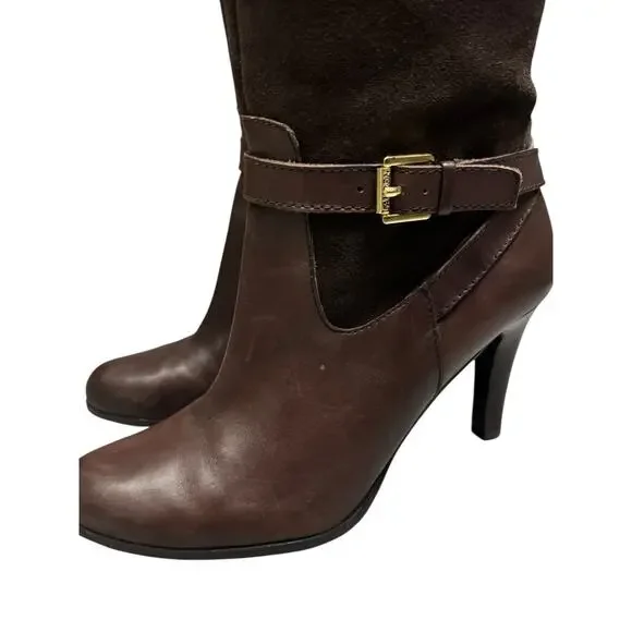 Ralph Lauren Bethan Brown Suede Leather Knee High Stiletto Riding Boots Size 9B - Picture 7 of 13